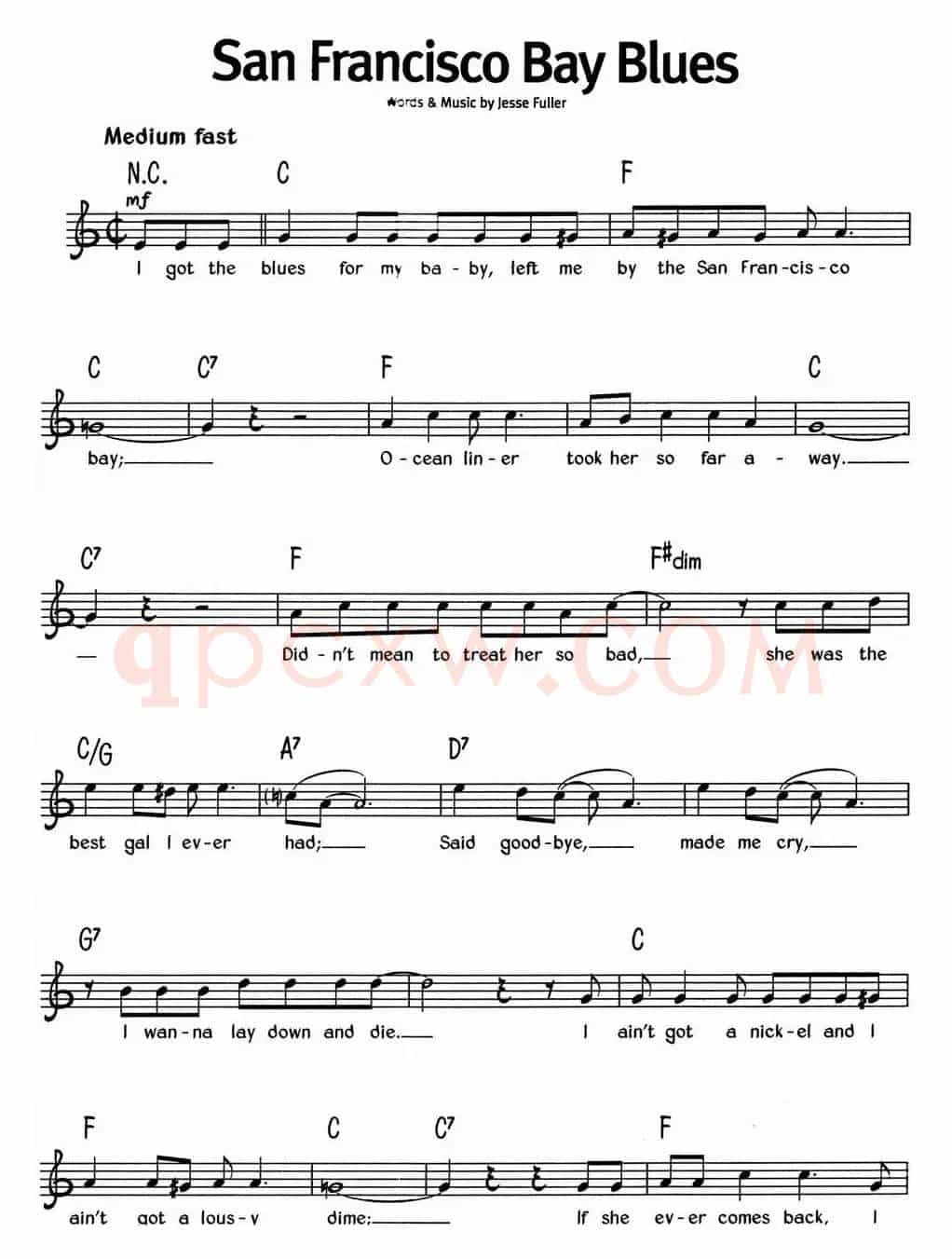 蓝调音乐：San Francisco Bay Blues