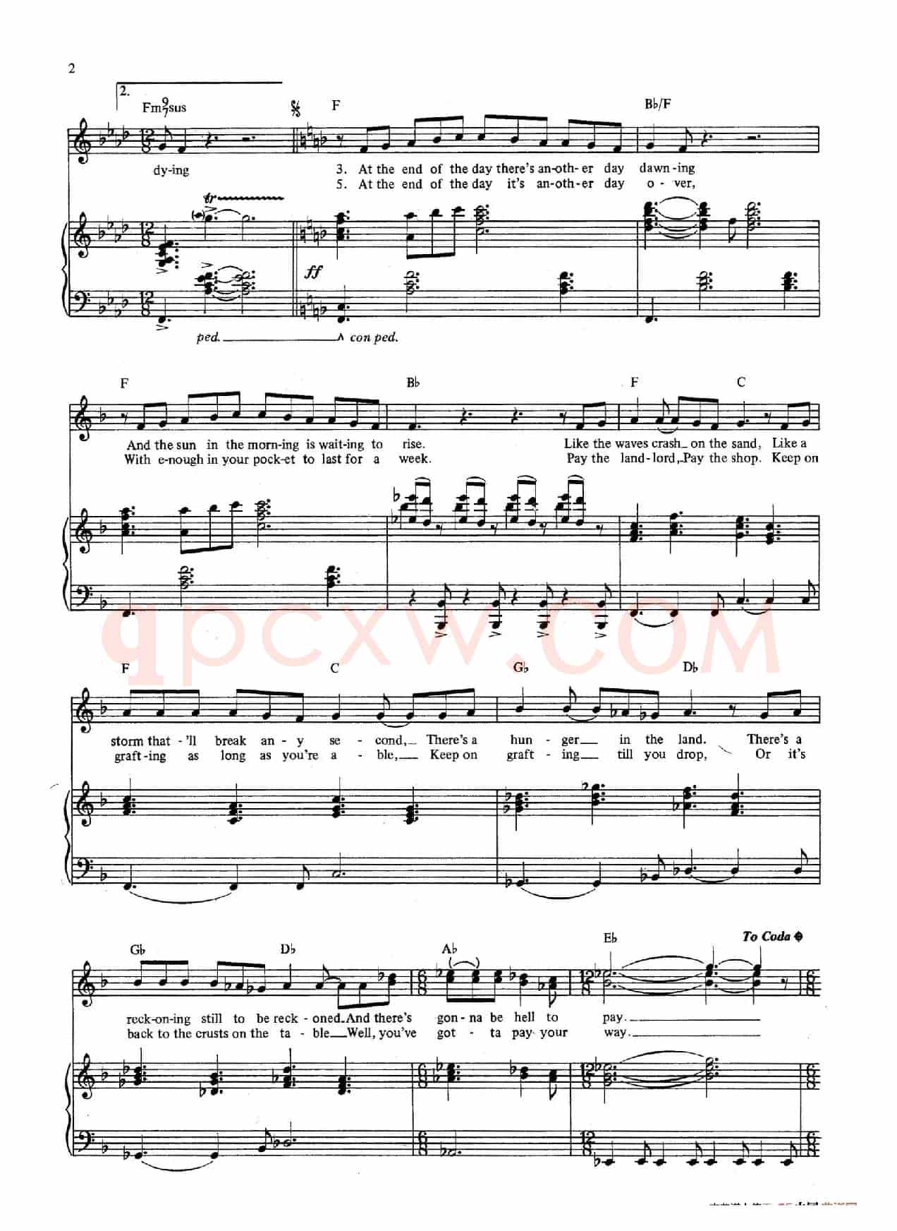 At the End of the Day (音乐剧《悲惨世界》(Les Miserables)选曲、正谱 )