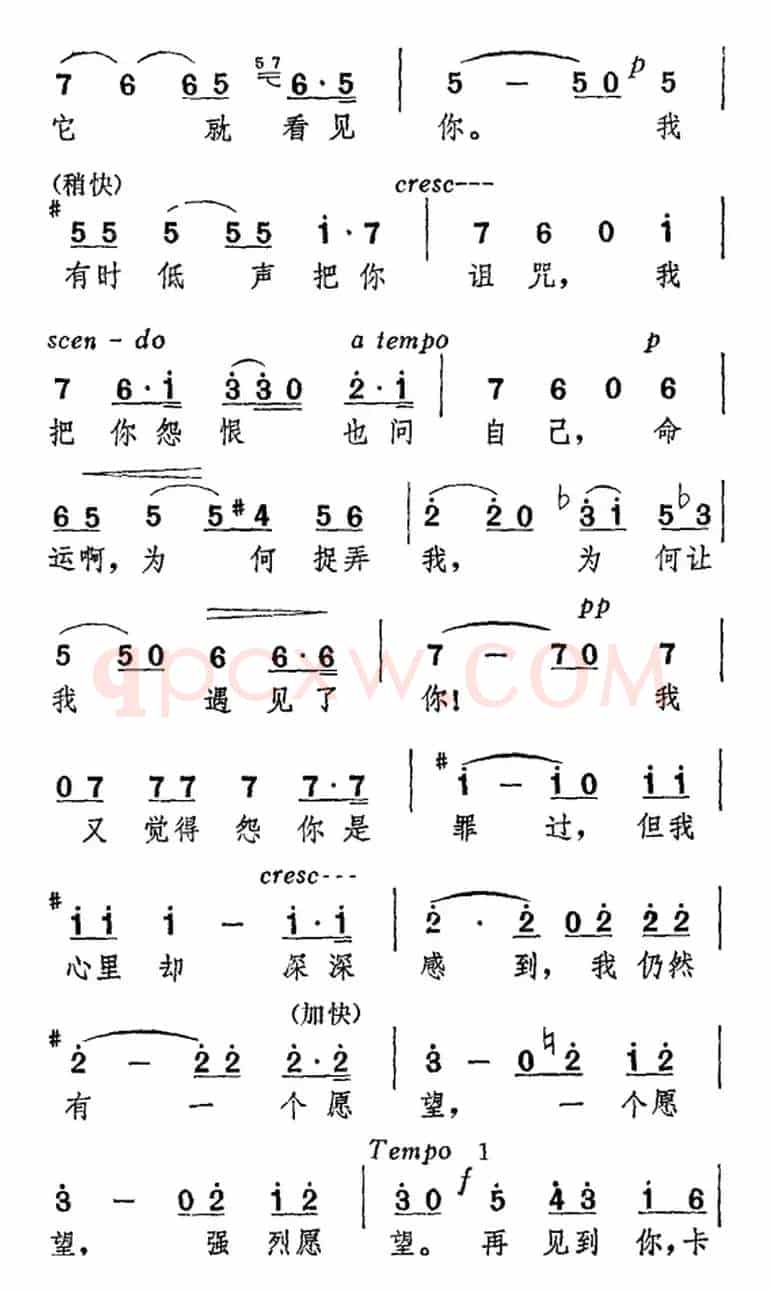 花之歌“你曾把鲜花抛给我”（选自歌剧《卡门》）
