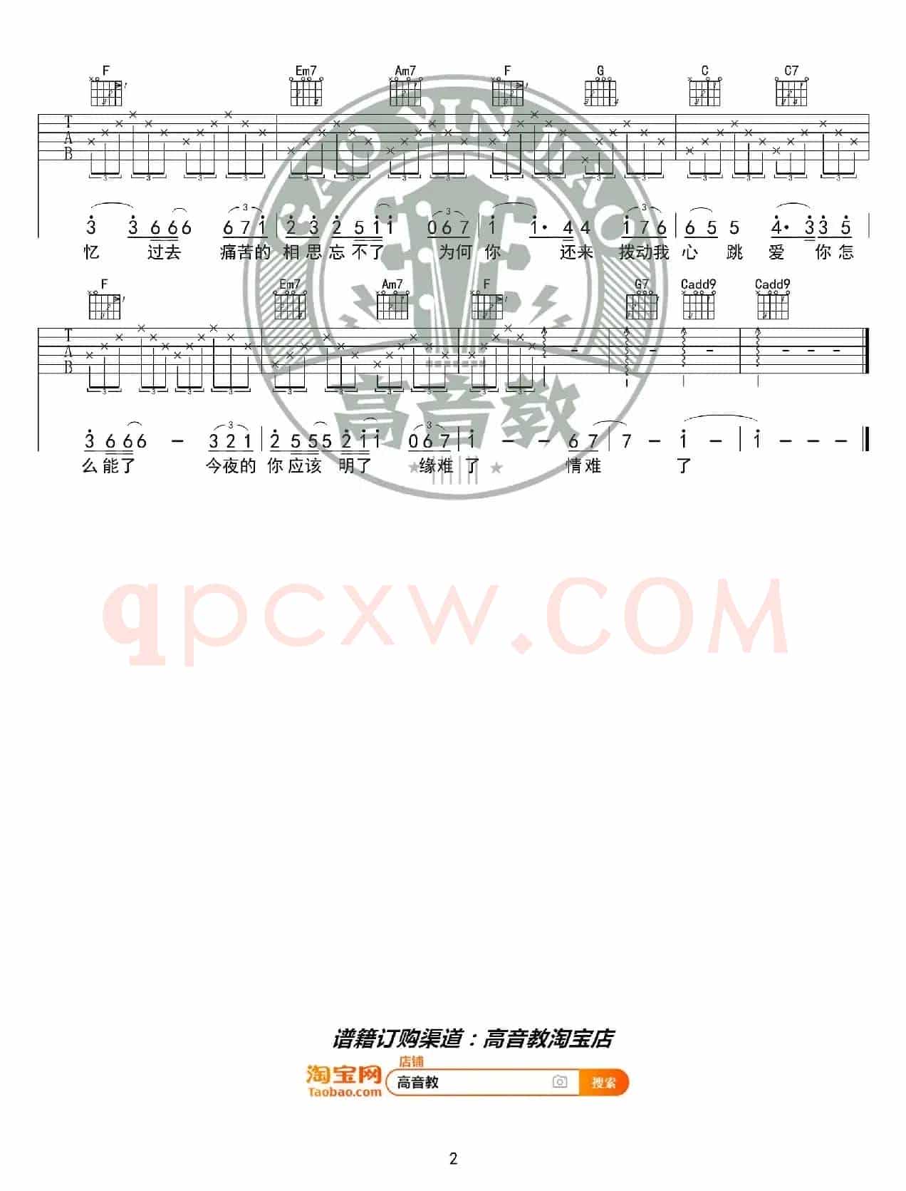 《新不了情》吉他谱C调入门版 猴哥吉他教学 高音教编配
