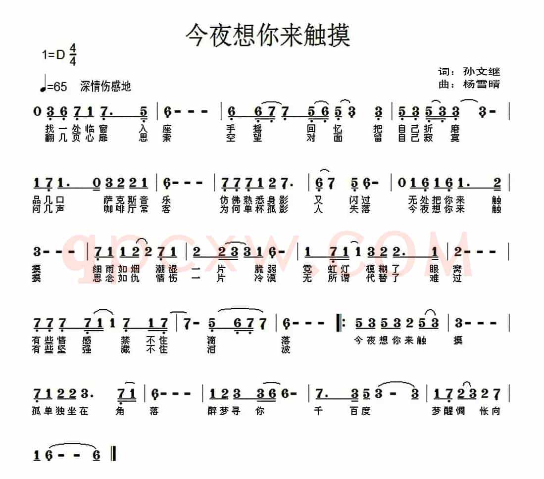 今夜想你来触摸（孙文继词 杨雪晴曲）
