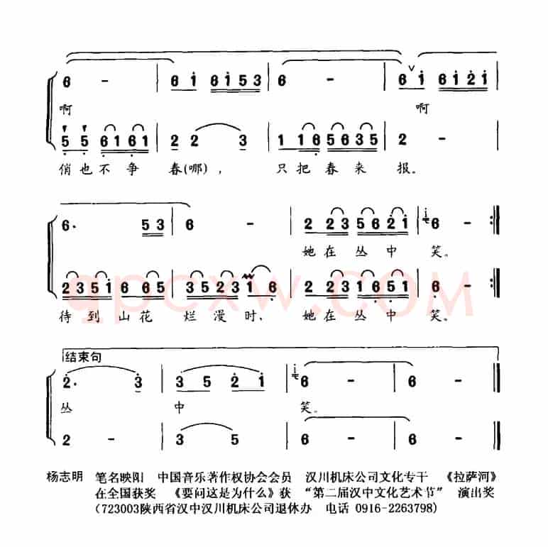 卜算子·咏梅（毛泽东词 映阳曲）