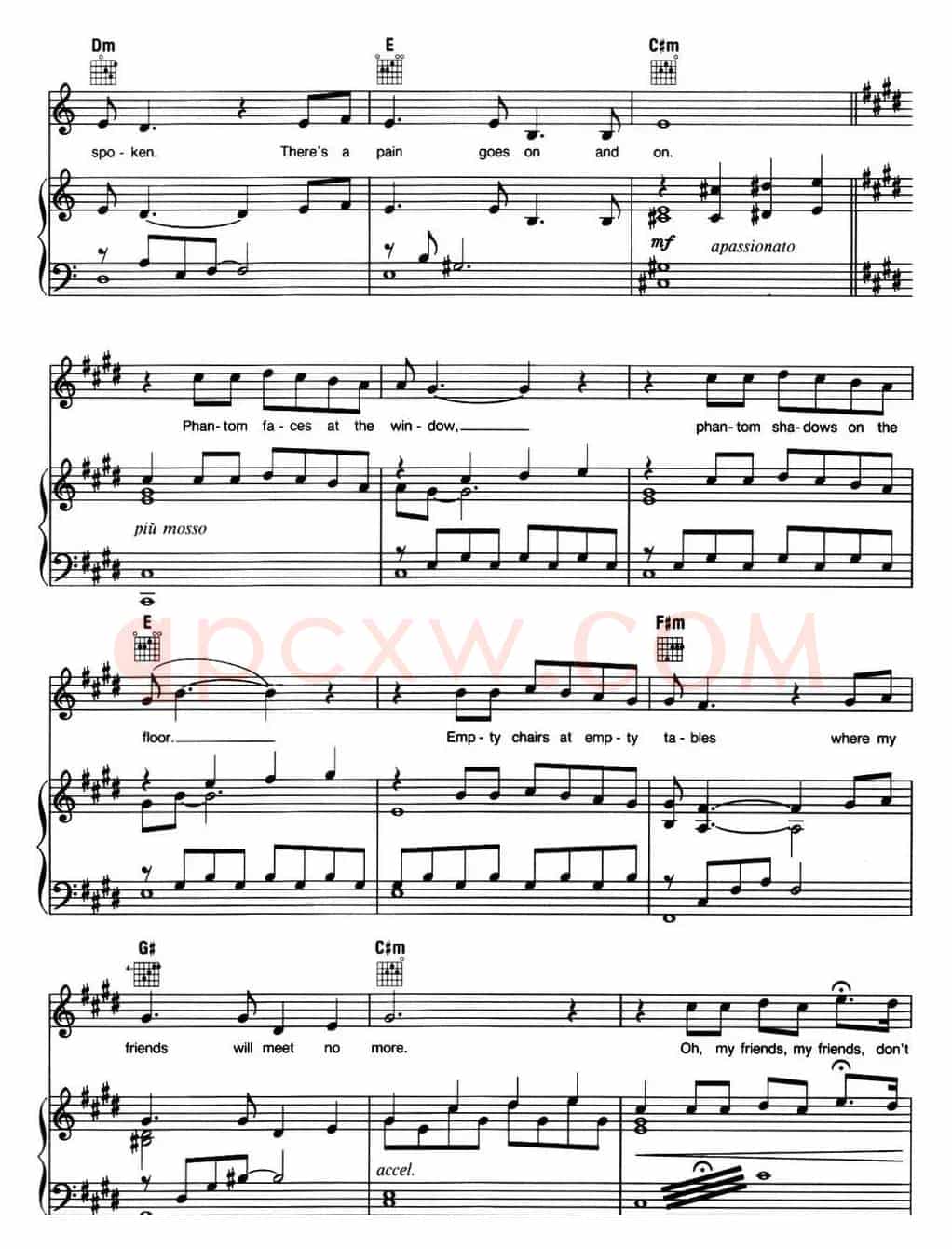 Empty Chairs at Empty Tables (音乐剧《悲惨世界》(Les Miserables)选曲、正谱 )