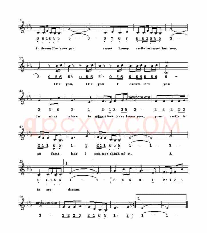 Sweet honey（甜蜜蜜）（英译中文歌曲、线简谱混排版）