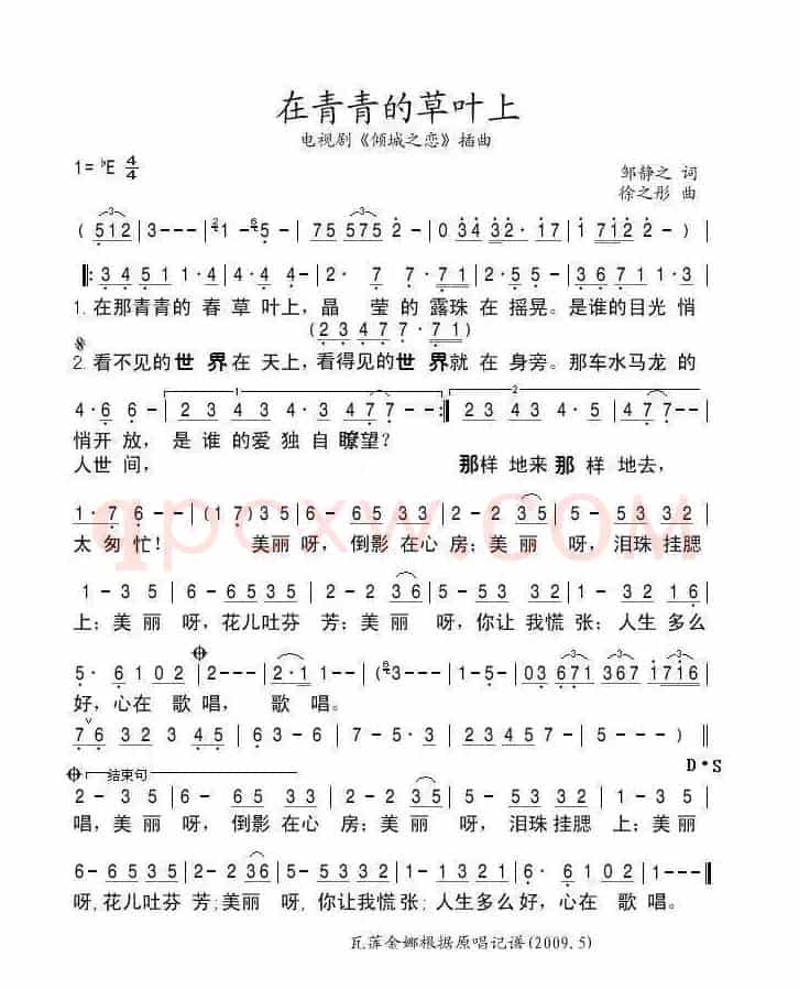 在青青的草叶上