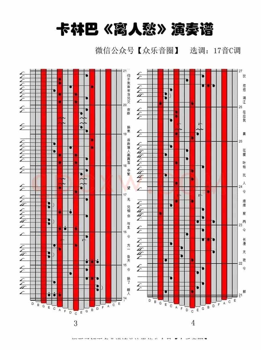 离人愁（拇指琴卡林巴琴专用谱）