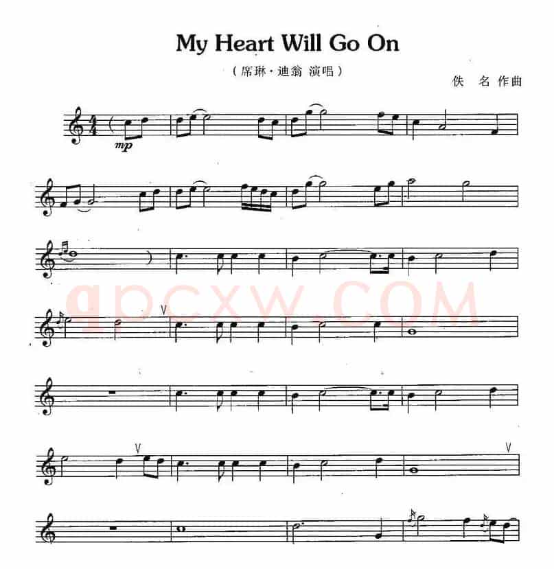 My Heart Will Go No（五线谱）