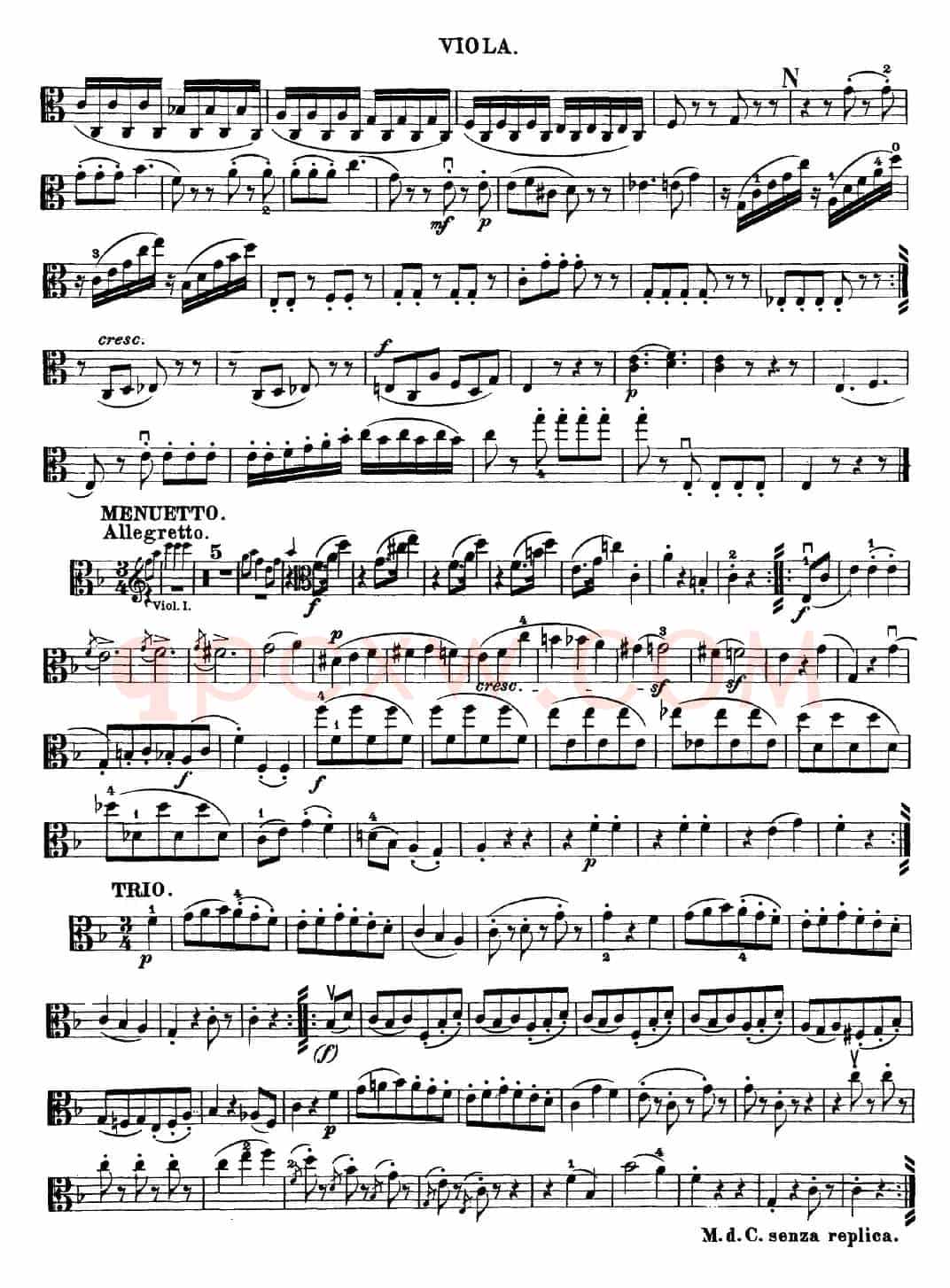 Mozart《Quartet No.23 in F Major，K.590》（Viola分谱）