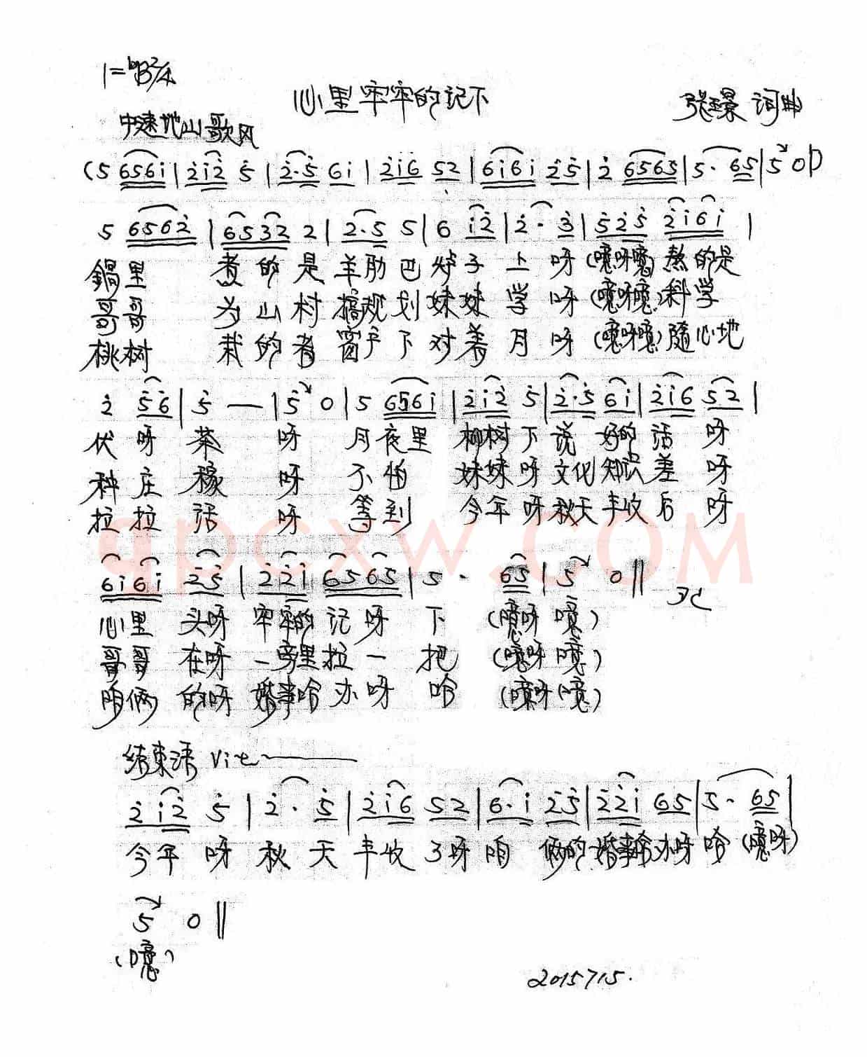 心里牢牢地记下（张璟词曲）
