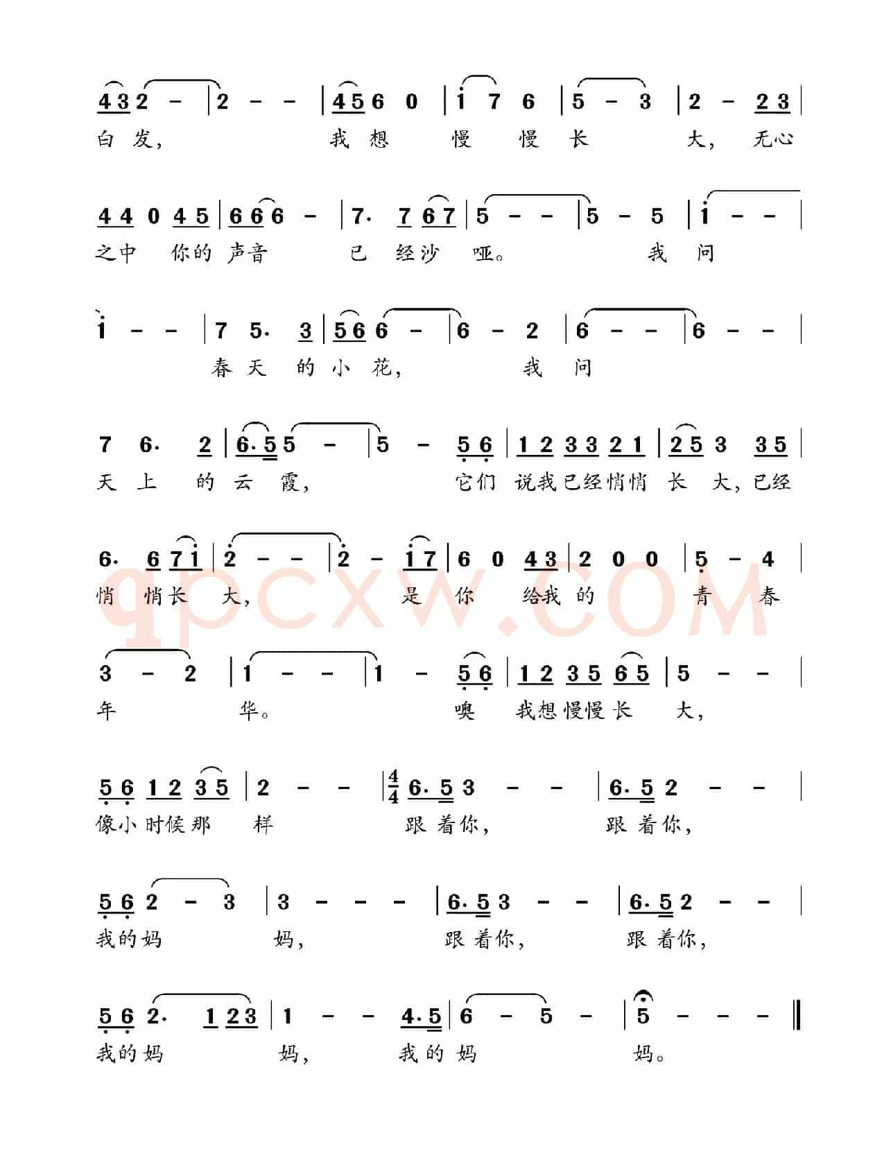 我想慢慢长大（崔沐歌词 张光荣曲）