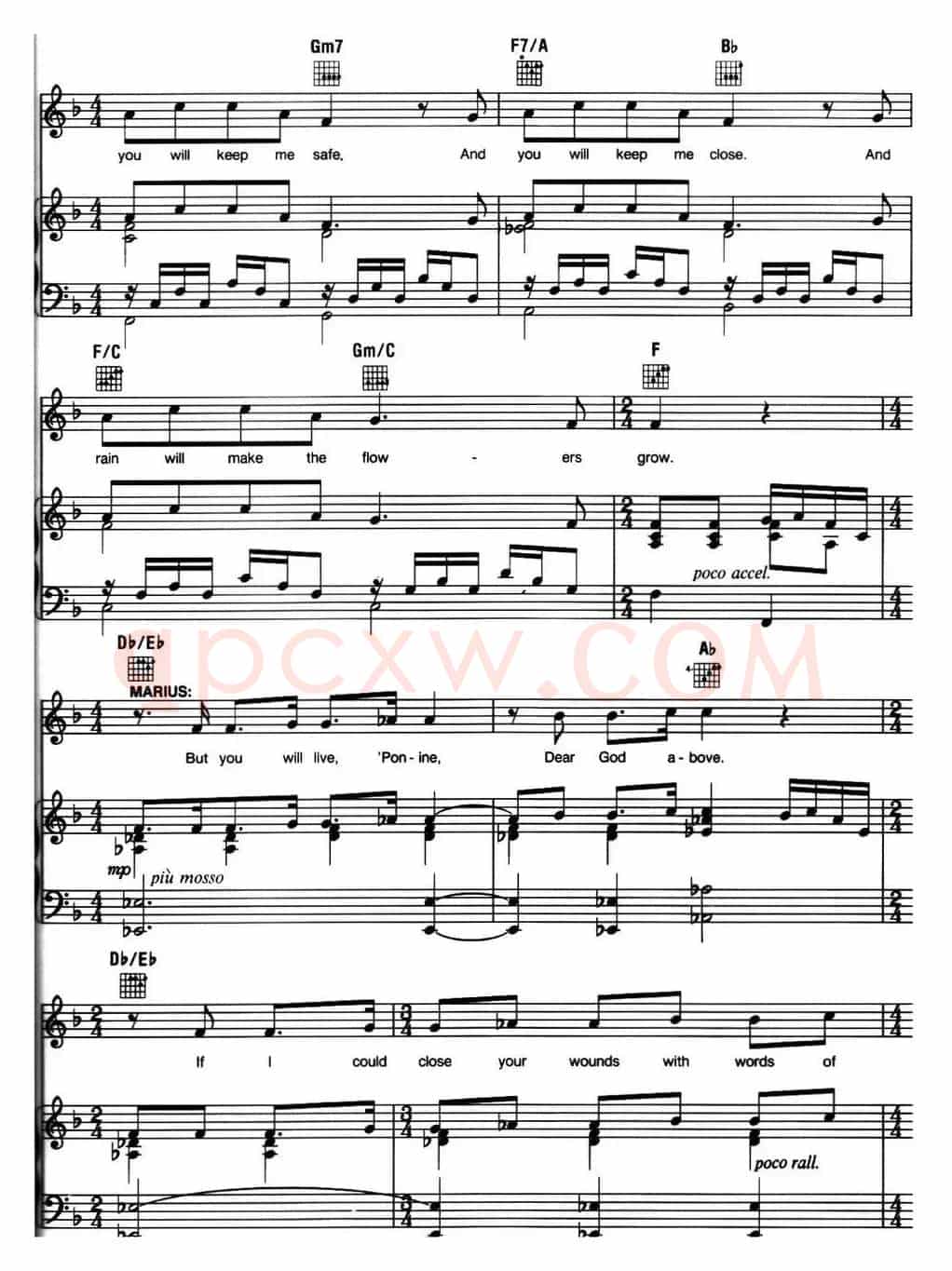 A Little Fall of Rain(音乐剧《悲惨世界》(Les Miserables)选曲、正谱 )