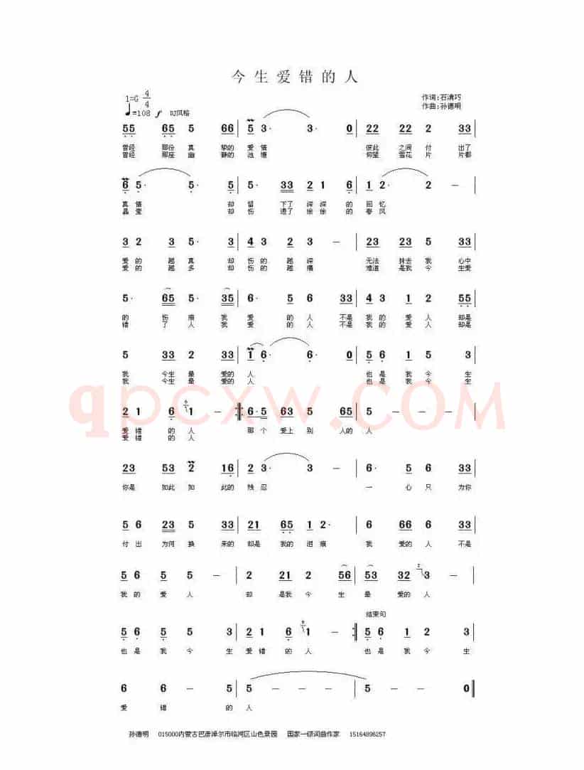 今生爱错的人（演唱：石满巧）