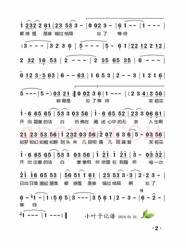 茉莉花开（李思源 词曲）