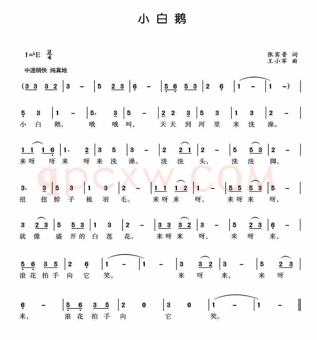 小白鹅（张宾普词 王小军曲）
