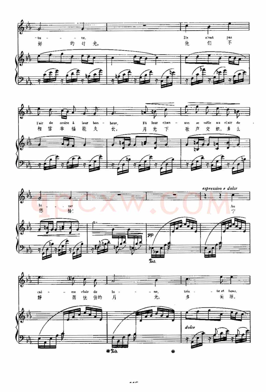 [法]月光（Clair de Lune）（中外文对照、正谱）