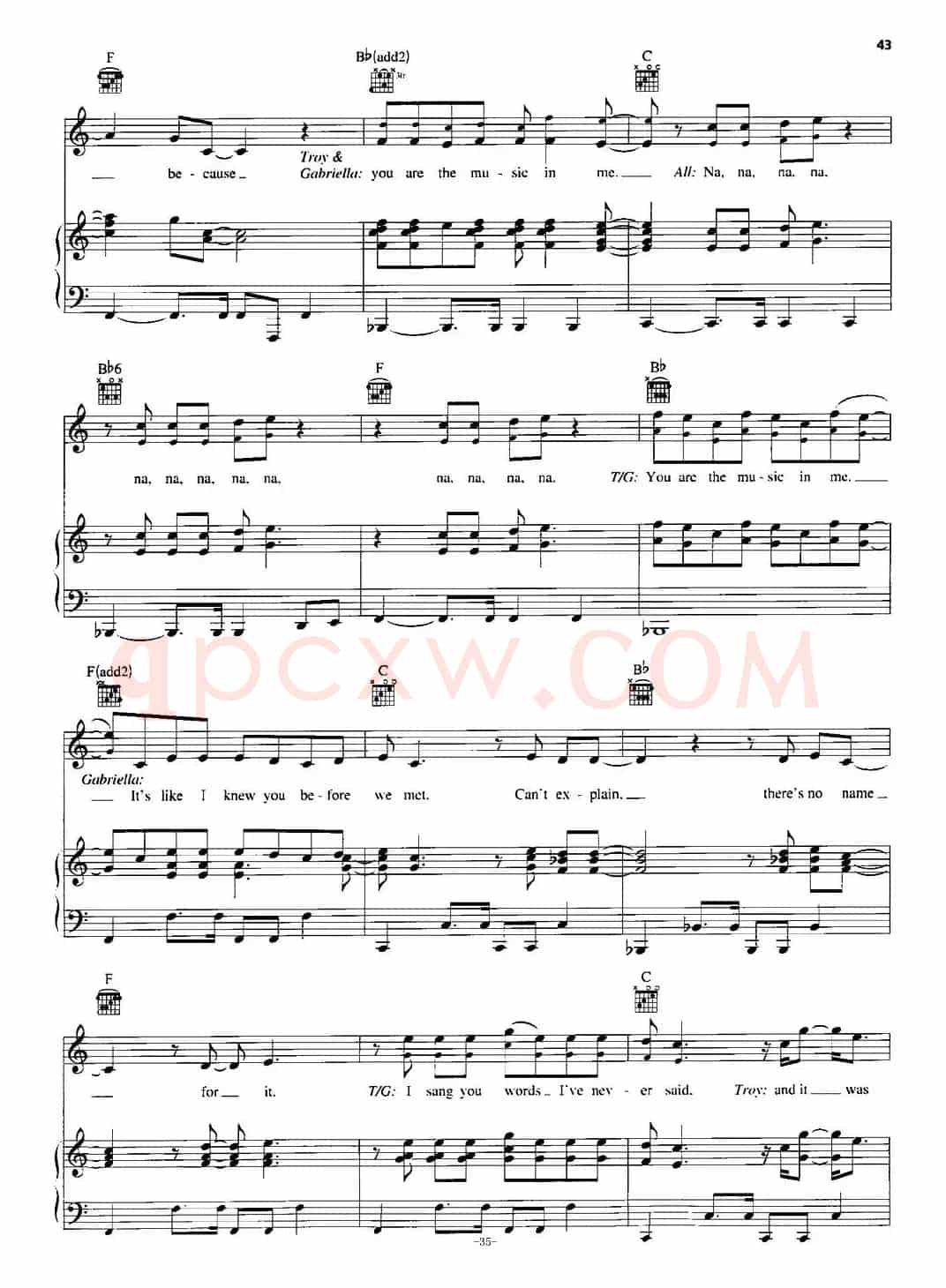 [美]You Are the Music in Me (Sharpay Version)（正谱）