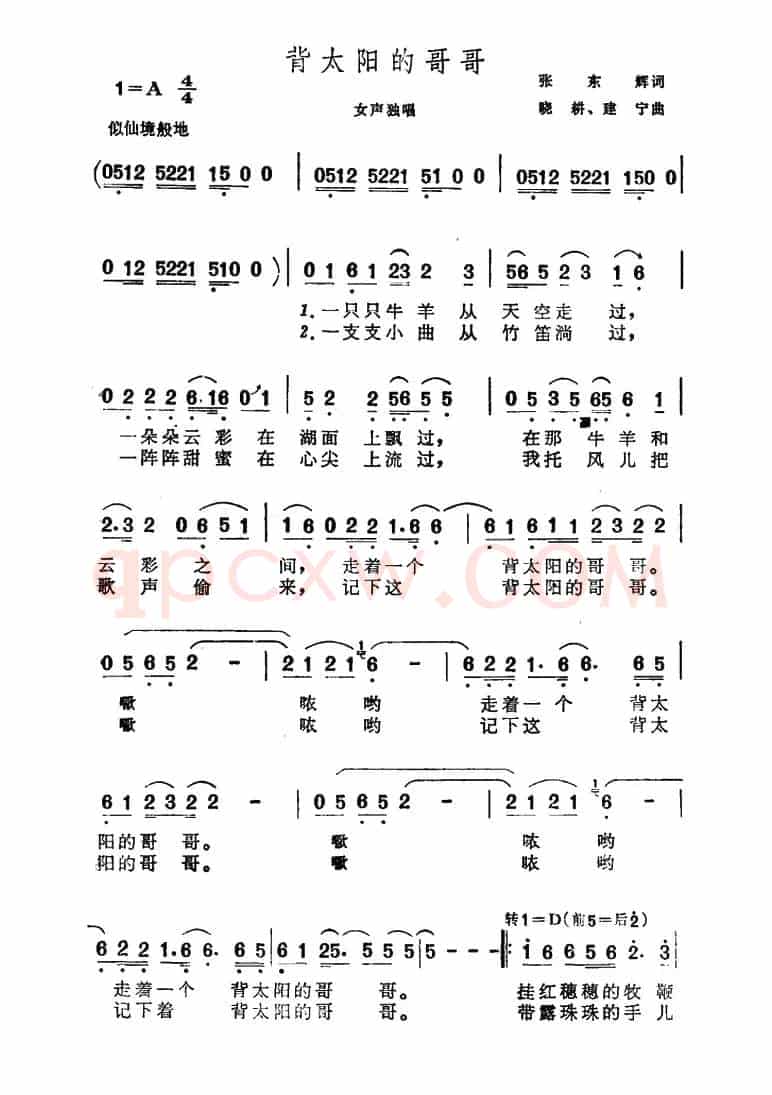 背太阳的哥哥（张东辉词 晓耕 建宁曲）