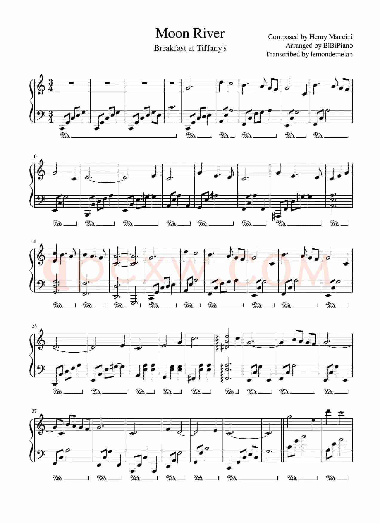 Moon River(月亮河)【Breakfast at Tiffany's(蒂凡尼的早餐)】(BiBiPiano钢琴版)
