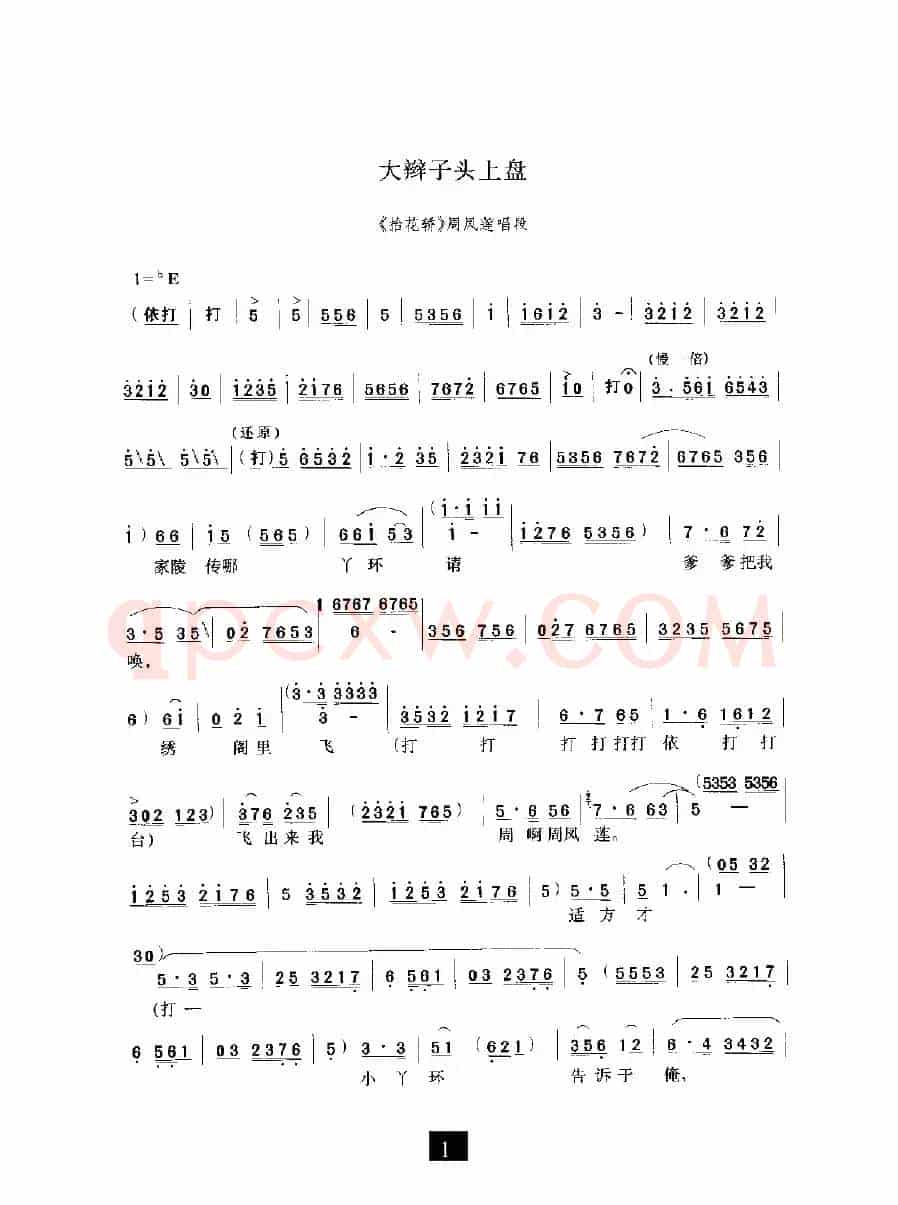 大辫子头上盘（《抬花轿》选段）