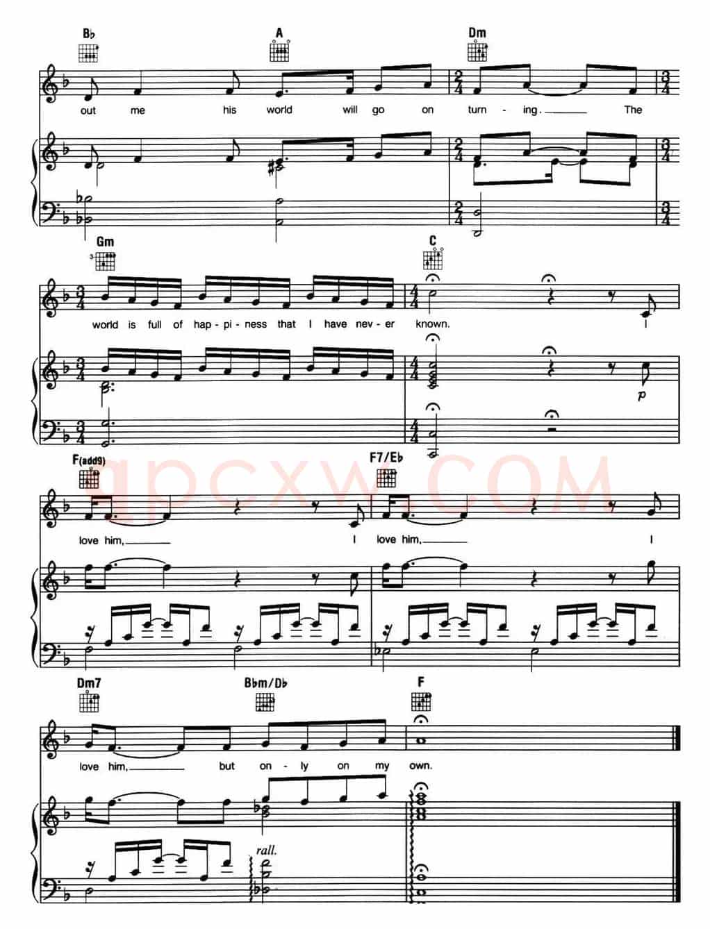 On My Own(音乐剧《悲惨世界》(Les Miserables)选曲、正谱 )