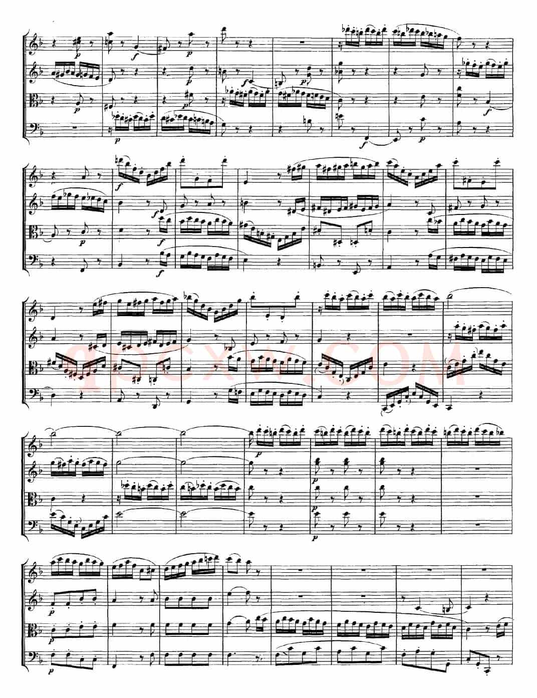 Mozart《Quartet No.23 in F Major，K.590》（总谱）