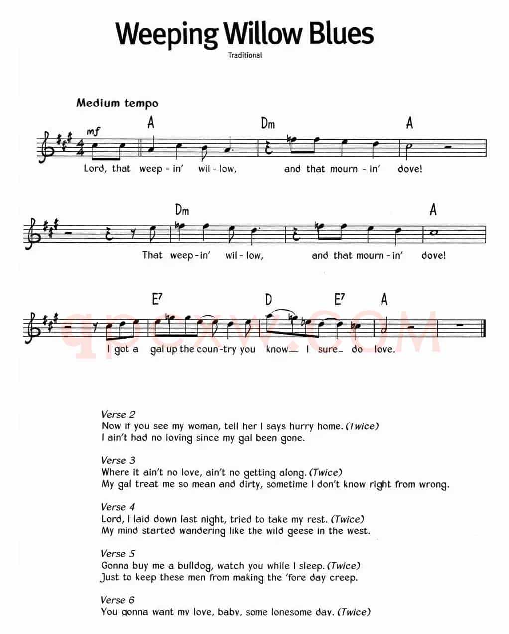 蓝调音乐：Weeping Willow Blues