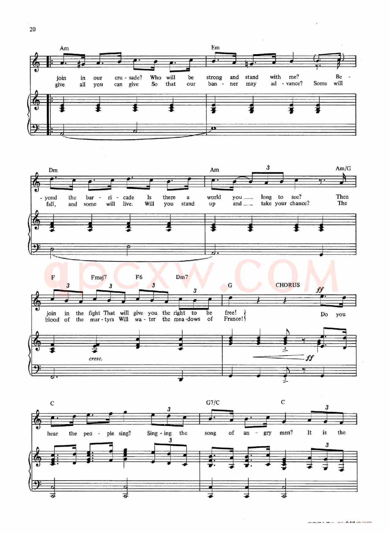 Do You Hear the People Sing? (音乐剧《悲惨世界》(Les Miserables)选曲、正谱 )