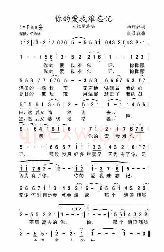 你的爱我难忘记（杨迎社词 赵吕森曲）