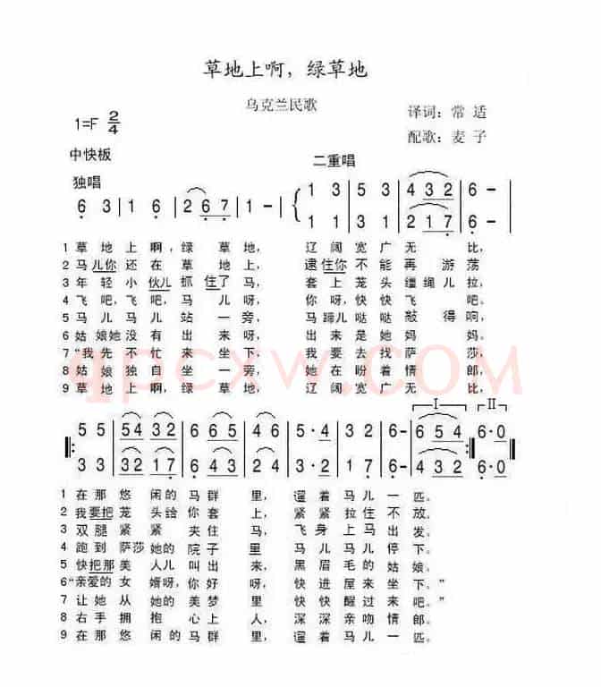 [乌克兰] 草地上啊，绿草地（乌克兰）