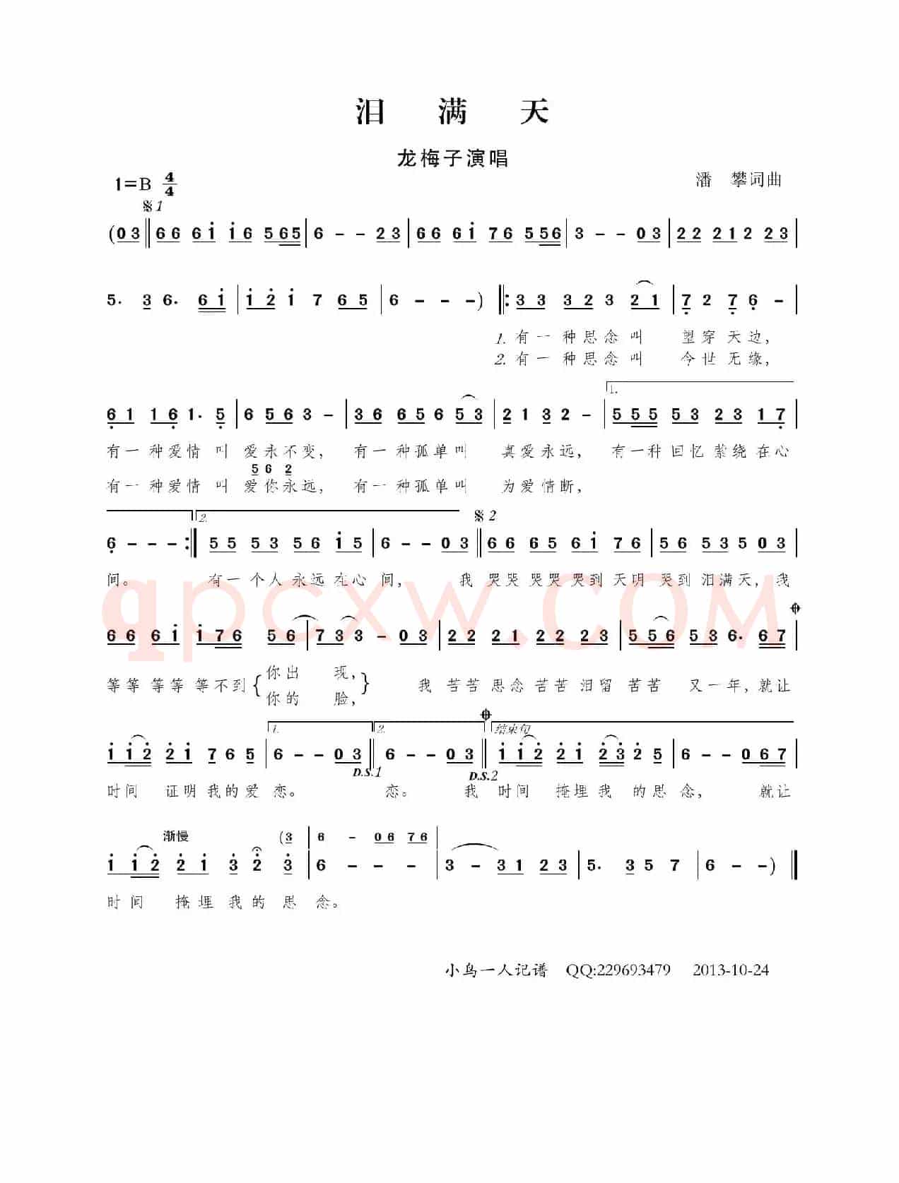 泪满天(潘攀词曲)