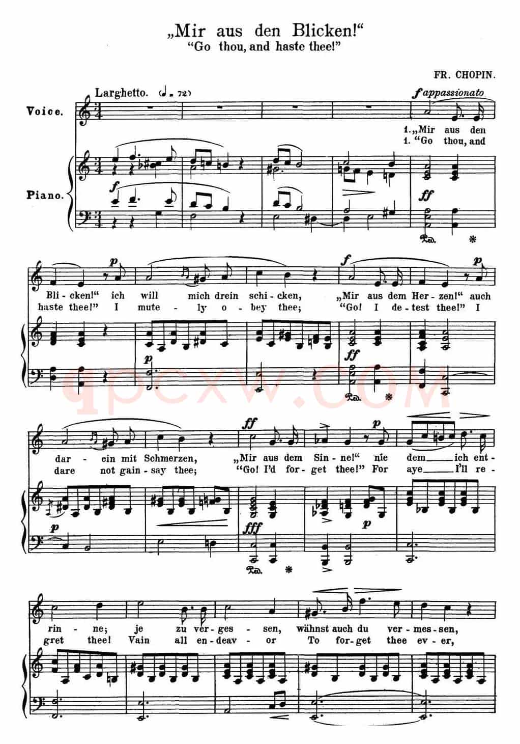 Chopin-17 Polish Songs Op.74,No.6(Mir aus den Blicken!Go thou,and haste thee!)(钢琴伴奏谱)