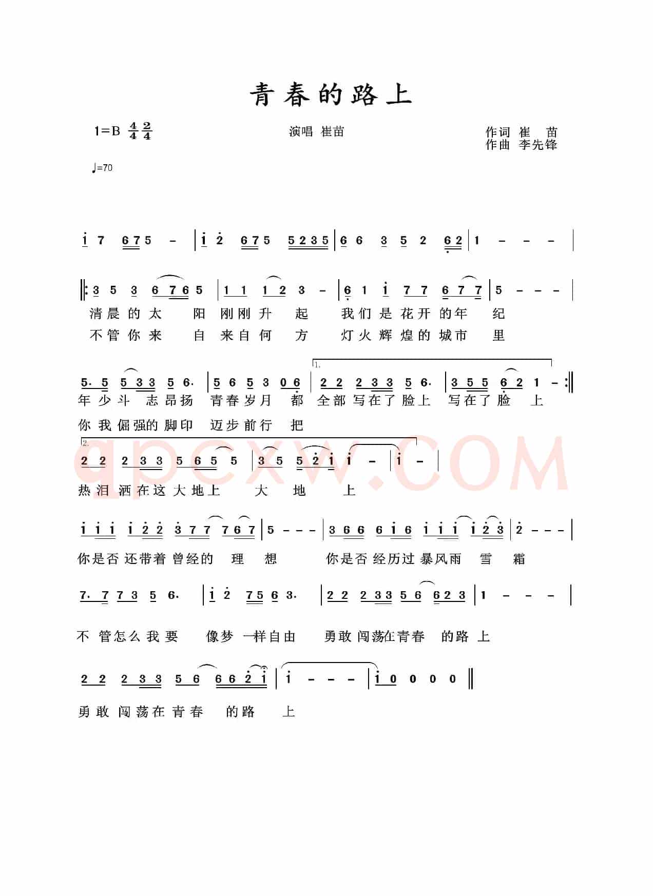 青春的路上（演唱/崔苗）