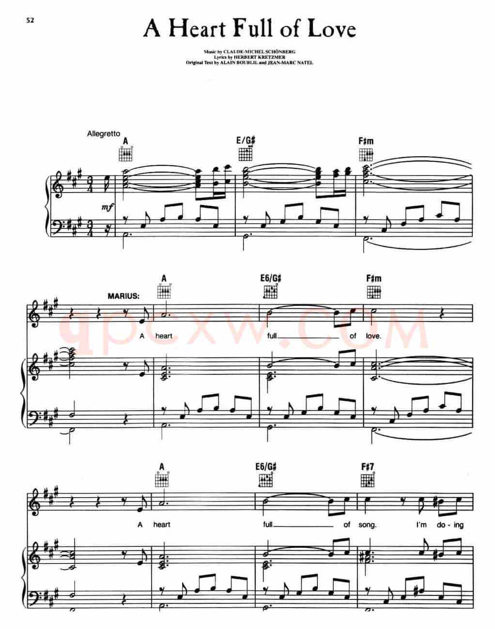 A Heart Full of Love(音乐剧《悲惨世界》(Les Miserables)选曲、正谱 )