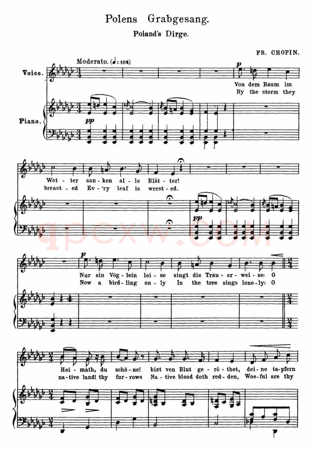 Chopin-17 Polish Songs Op.74,No.17(Polens Grabgesang. Poland's Dirge.)(钢琴伴奏谱)