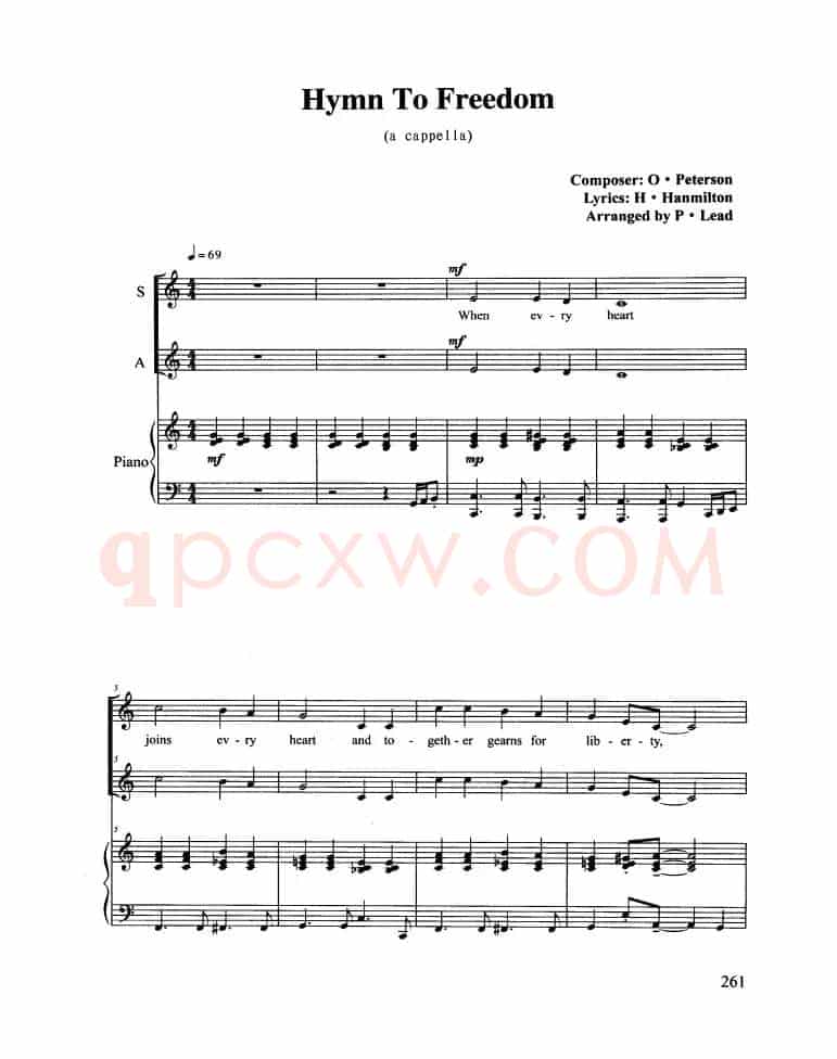 Hymn To Freedom（合唱 正谱）