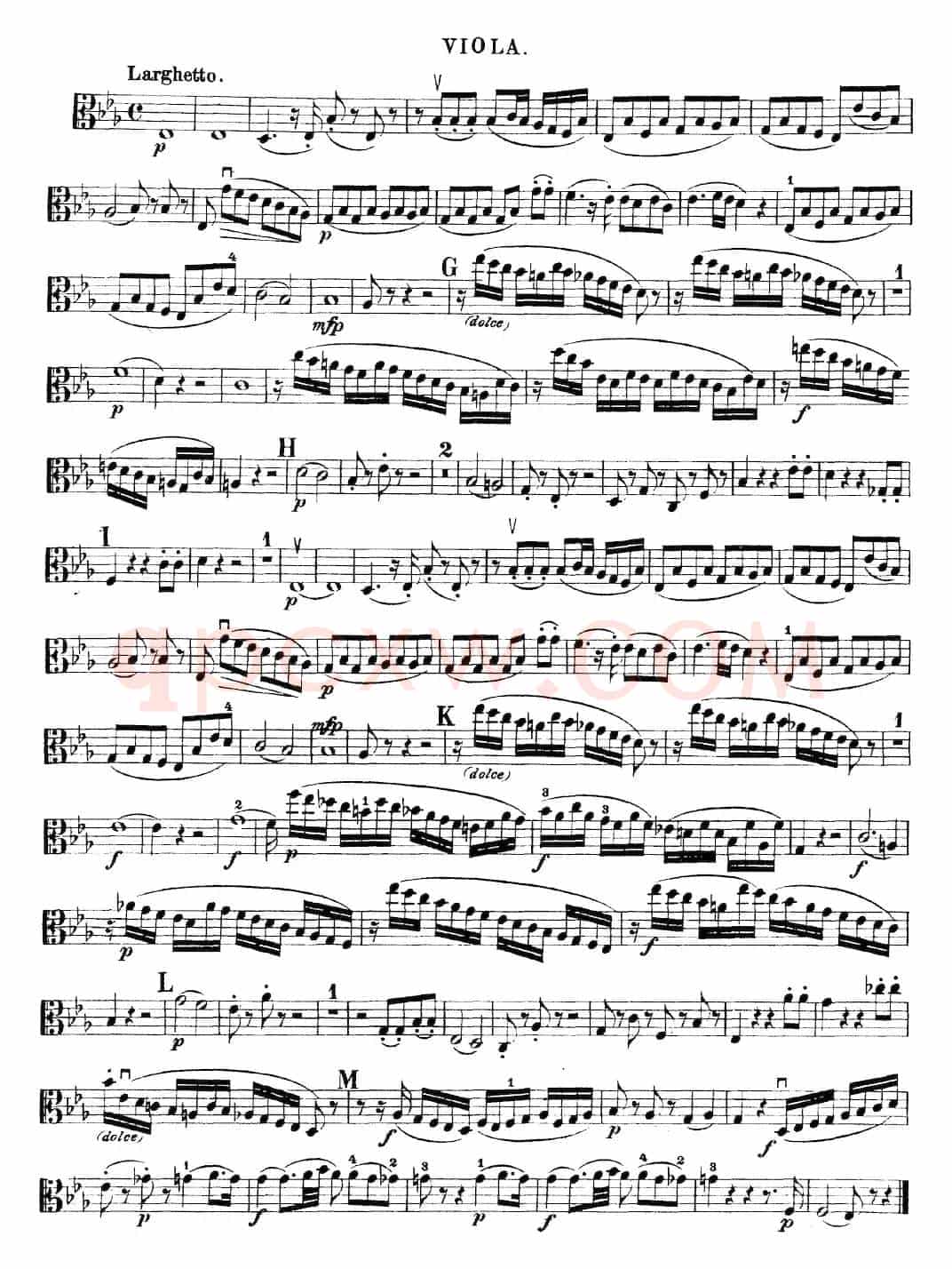 Mozart《Quartet No.22 in Bb Major，K.589》（Viola分谱）