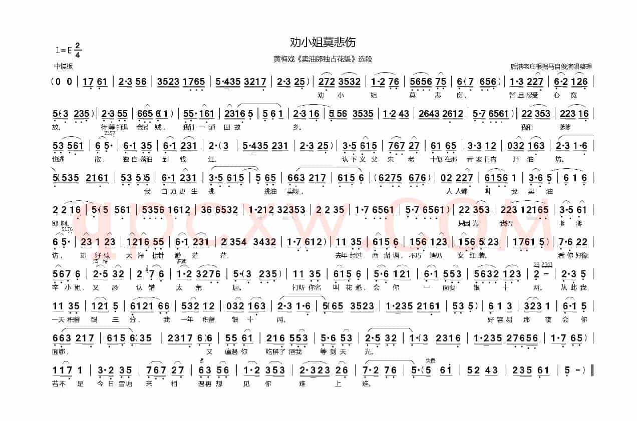 劝小姐莫悲伤（黄梅戏《卖油郎》选段）