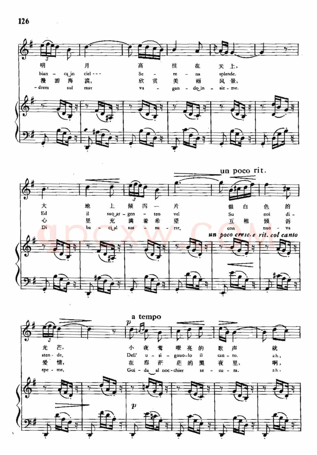 [意]小夜曲（选自音乐舞剧《阿雷金》）（中外文对照、正谱）