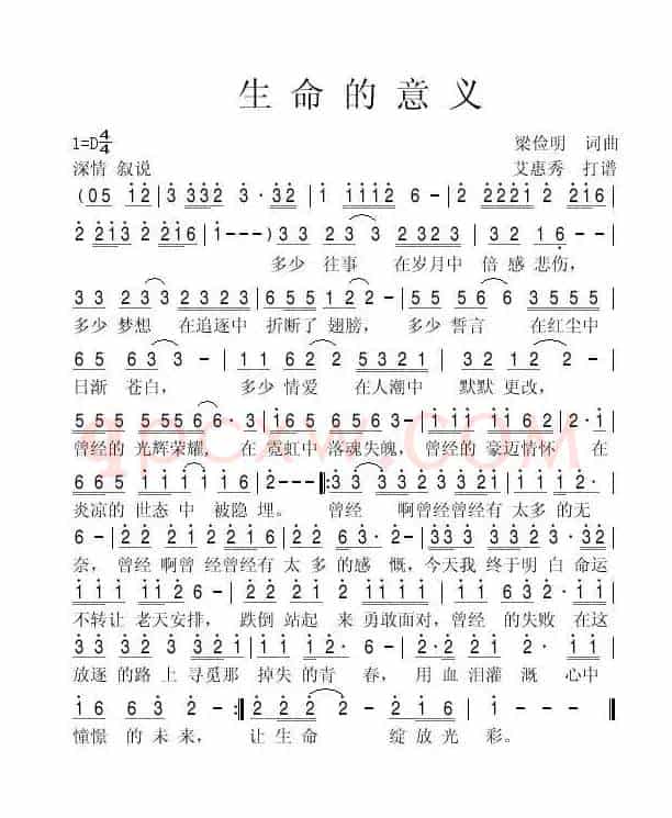 生命的意义（梁俭明 词曲）