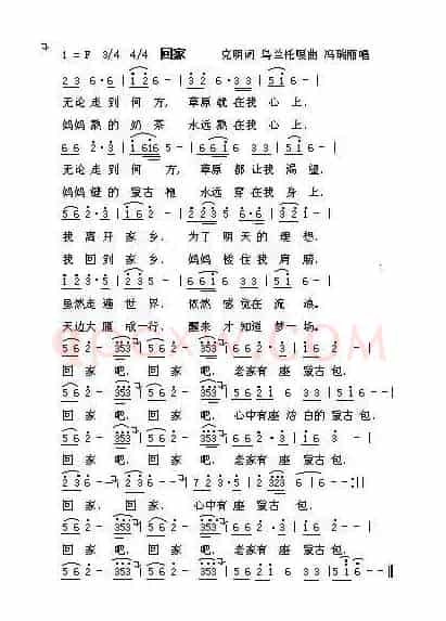 回家（冯瑞丽演唱版）