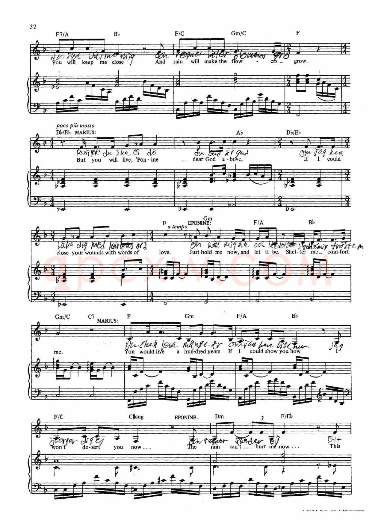 A Little Fall of Rain(音乐剧《悲惨世界》(Les Miserables)选曲、正谱 )