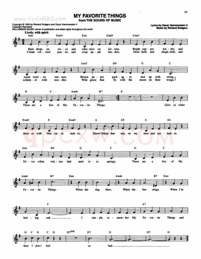 MY FAVORITE THINGS from THE SOUND OF MUSIC