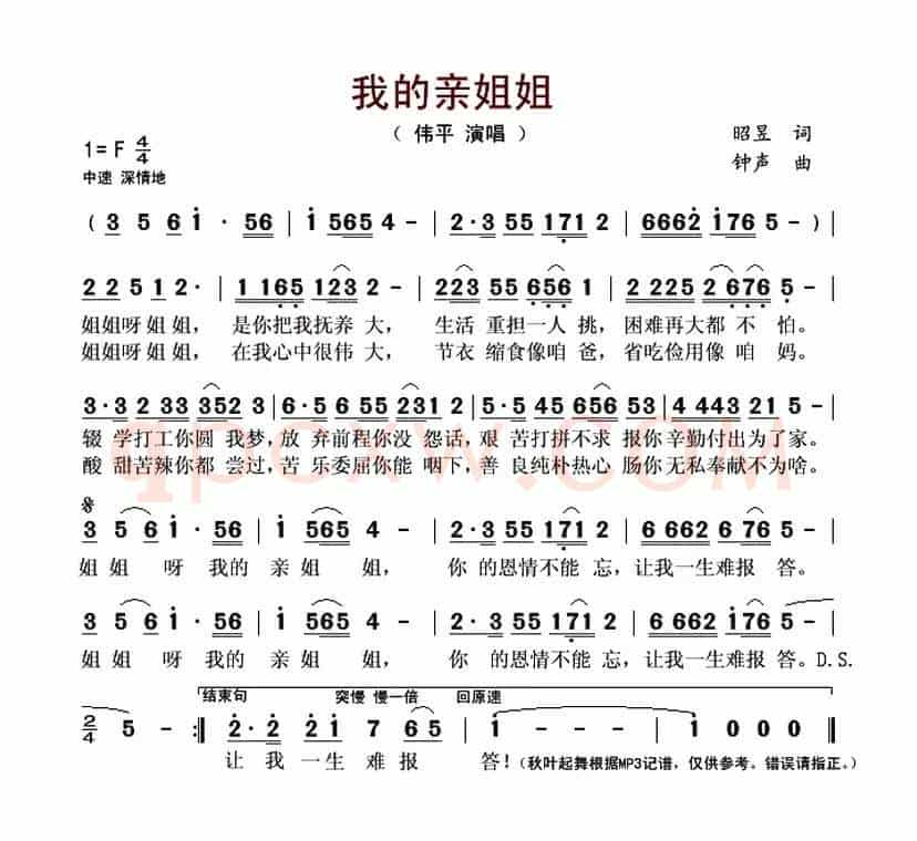 我的亲姐姐(伟平演唱版)