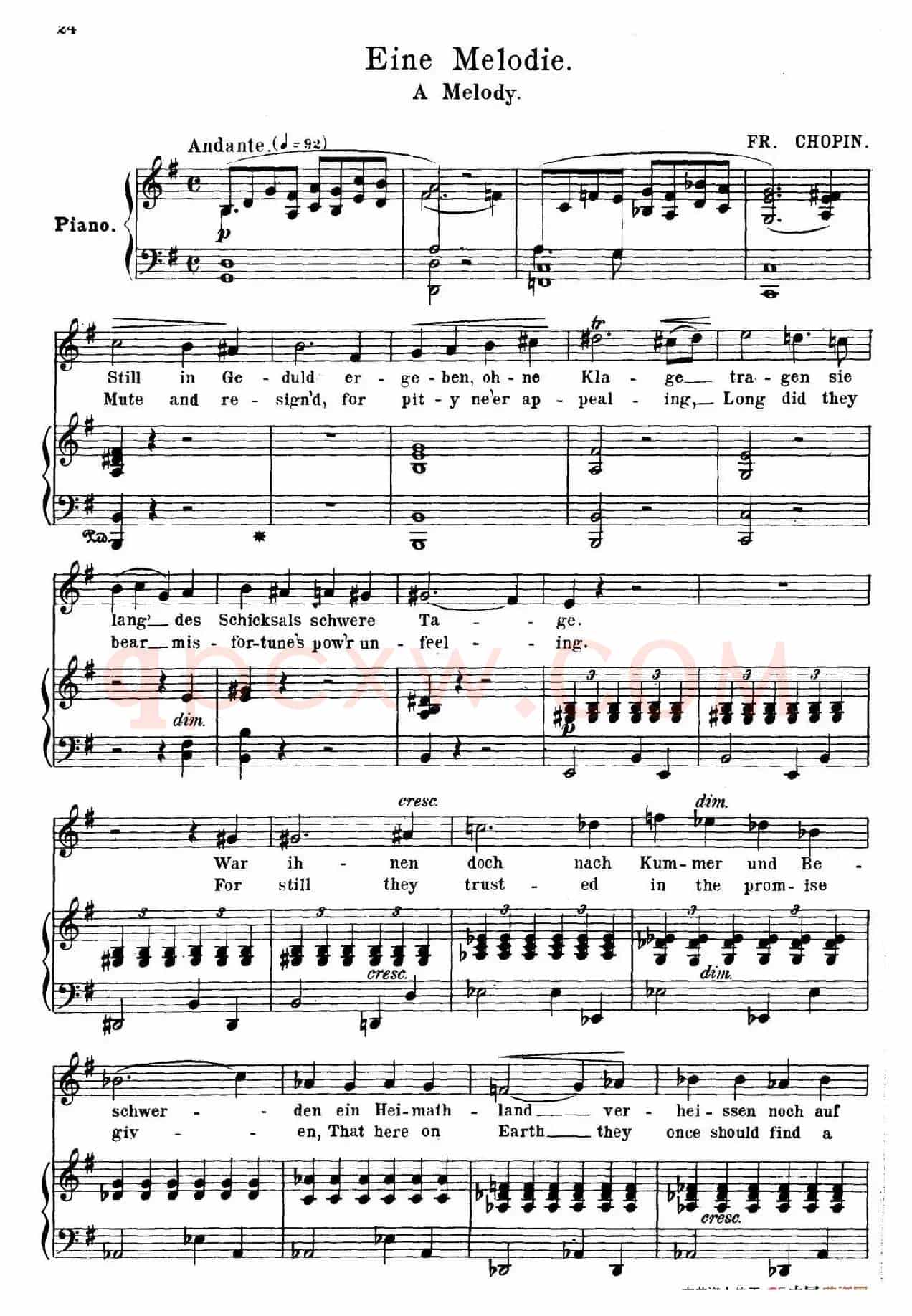 旋律 Eine Melodie (正谱)