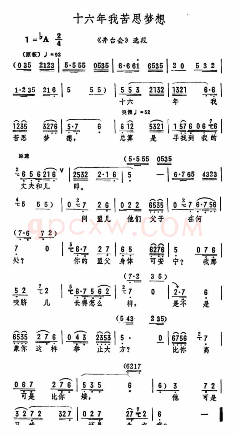 十六年我苦思梦想（《井台会》选段）