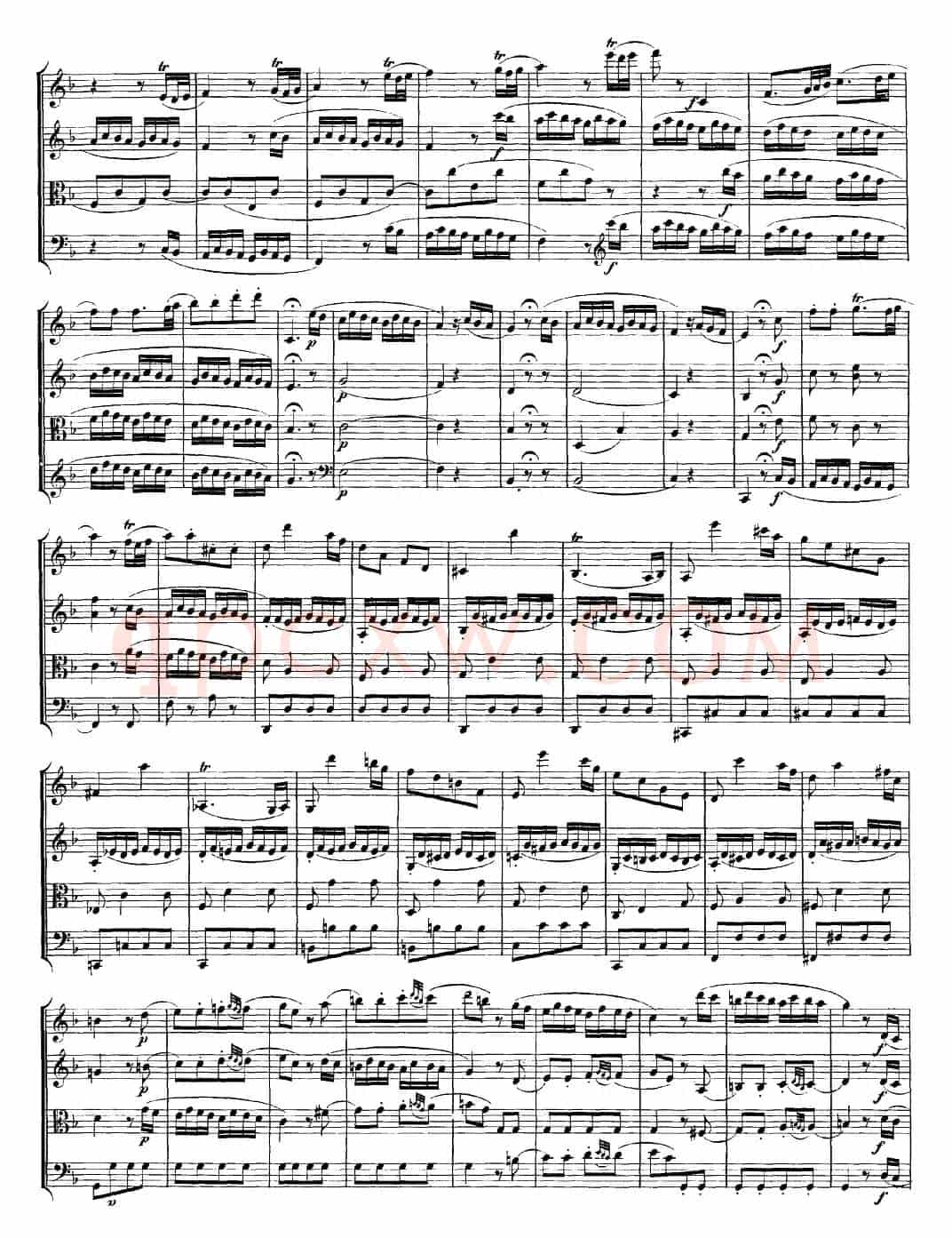 Mozart《Quartet No.23 in F Major，K.590》（总谱）