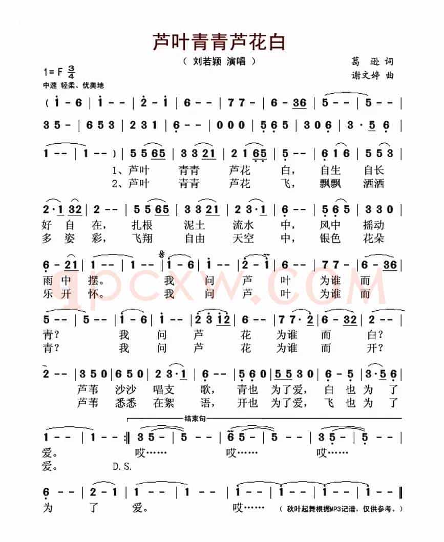 芦叶青青芦花白（葛逊词 谢文婷曲）
