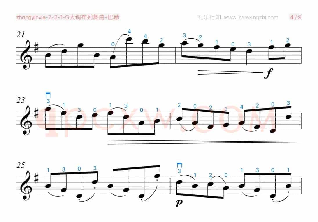 G大调布列舞曲-巴赫（小提琴）