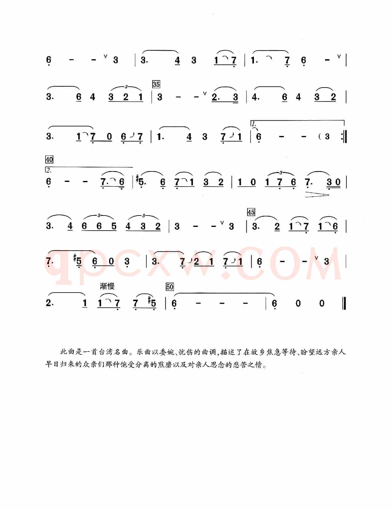 望你早归（葫芦丝演奏提示版）