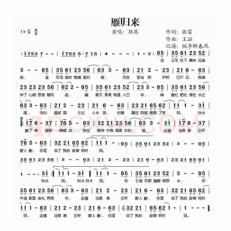 雁归来（张雷词 王涵曲）